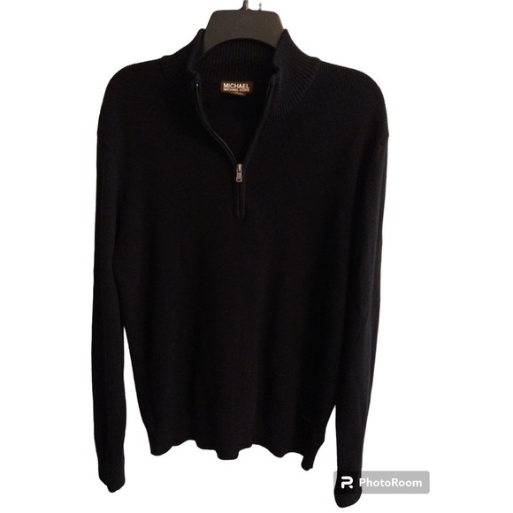 Micheal kors medium 1/4 zip black mens sweater - Picture 1 of 11